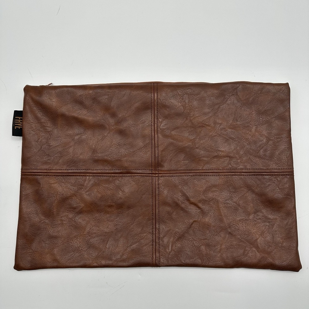Frye Pillow Brown Faux Leather  14" x 20" Rectangular Zip Cover Case Only